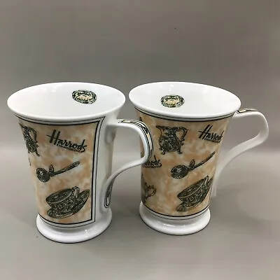 Buy (2) Harrods Knightsbridge English Bone China Tea Teamed Coffee Mugs 8 Oz NICE • 36.05£