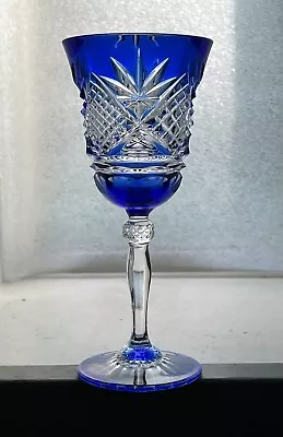 Buy Nice Cobalt Blue Cut To Clear French Crystal Wine Glass Cristal D'Arques-Durand • 38.91£