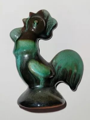 Buy Vintage BLUE MOUNTAIN Pottery Green Drip COCKERELL Rooster FIGURINE • 24.50£