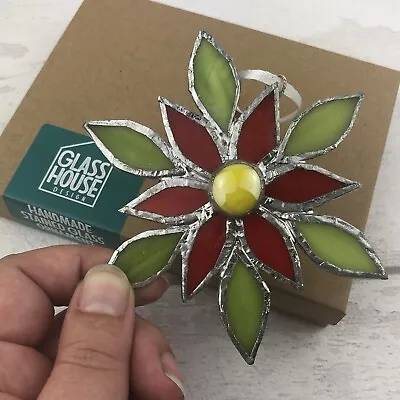 Buy Stained Glass Poinsettia Ornament Window Decoration - Handmade In UK • 9.99£