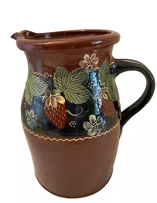 Buy Vintage Eldreth Red Ware Pottery 9.75” Pitcher 2004 Strawberry Vines RARE • 94.26£