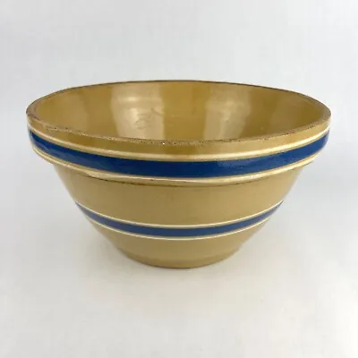 Buy Vintage Yellow Ware Blue White Striped Large Mixing Bowl 11.5” Oven Ware USA #11 • 61.43£