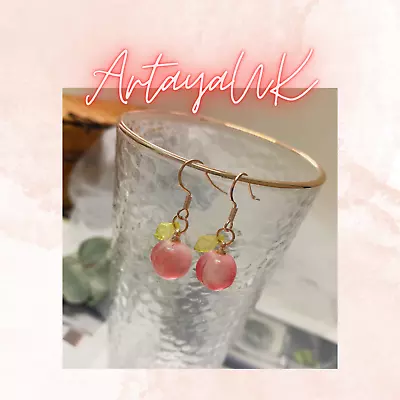 Buy UK French Crystal Cute Peach Fruit Glass Summer Hook Earrings Jewellery Gifts • 3.99£