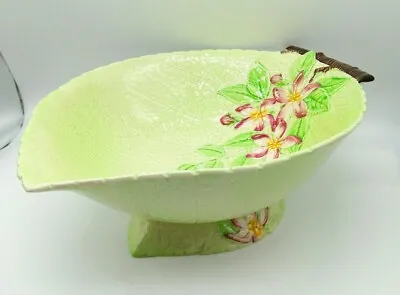 Buy Vintage Carlton Ware Apple Blossom Floral Pattern Green Leaf Shape Ceramic Bowl • 20£