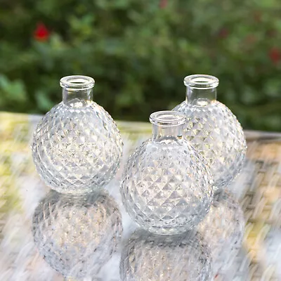 Buy 3 X Small Vintage Ball Shaped Glass Bud Vases Tapered Candlestick Holders  • 14.95£
