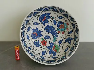 Buy Persian Iznik Style Glazed Pottery Footed Bowl - Signed By Artist • 125£