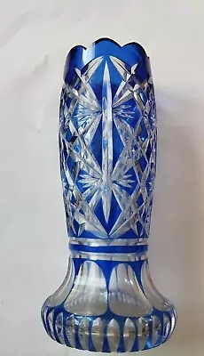 Buy Glass Vase Cobalt Blue Decoration Cut, • 45£