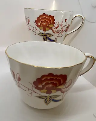 Buy Royal Crown Derby English Bone China Bali Pattern Red  2 X Tea Cups A1100 • 6£
