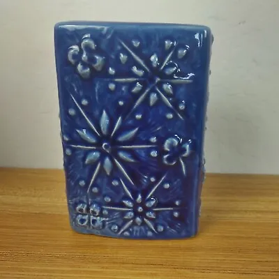 Buy Vintage Scheurich Blue Kosmos Keramik Ceramic Vase Rectangle 263-15 West Germany • 28.44£