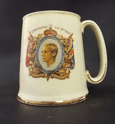Buy Staffordshire Pottery Edward VIII Coronation Pint Tankard 1937 • 13.99£
