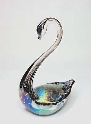 Buy HERON GLASS SWAN - Iridescent Figurine / Sculpture - 13cm Vintage • 12.99£
