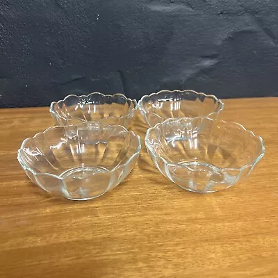 Buy Set Of 4 Clear Made In France Scalloped Serving Bowls / Dishes B193 • 24.99£