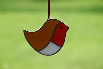 Buy Stained Glass Bird Suncatcher/Window Hanger Simple Robin Ornament Gift/Ornament • 16£