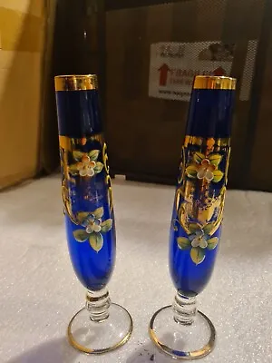 Buy Bohemian, Czech Cobalt Blue & Gold Glassware . Hand Painted • 15£