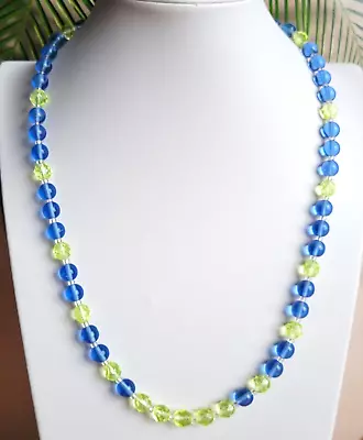 Buy Uranium Glass Necklace Vaseline Czech Old Beads Art Deco Style Women`s Jewelry • 40.09£