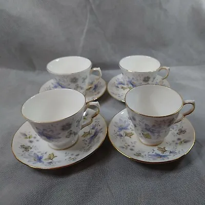 Buy SET OF 4 COLCLOUGH 'RHAPSODY IN BLUE' BONE CHINA Tea Cup And Saucer Set • 18.50£
