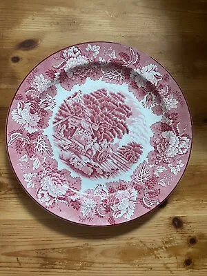 Buy Enoch Woods Ware Red Pink English Scenery Plate 10 Inches In Diameter • 15.99£