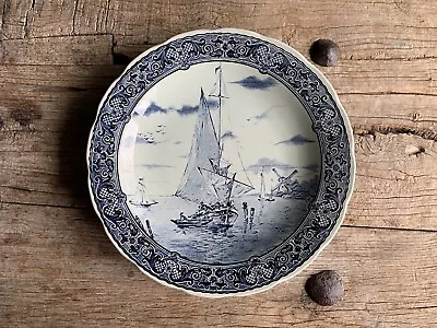 Buy Antique Dutch Delft Blue And White Pottery/Round Plate/Wall Decoration • 48.21£