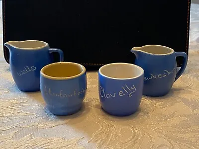 Buy Vintage Job Lot Of 2 Devon Blue Pottery Souvenir Cream Jugs & 2 Egg Cups • 4.50£