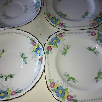 Buy Plant Tuscan Bone China 3348  2x Square Side Plates 2 X Saucers Floral Pastel • 4.99£