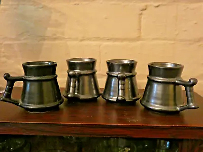 Buy Prinknash Pottery - Set Of 4 Pewter Glaze Tankard Style Coffee Cups - 7.5cm • 27.99£