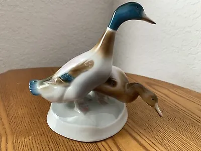 Buy Zsolnay Pecs Glazed Porcelain Figurine 2 Mallard Ducks Decoy Made In Hungary • 19.91£