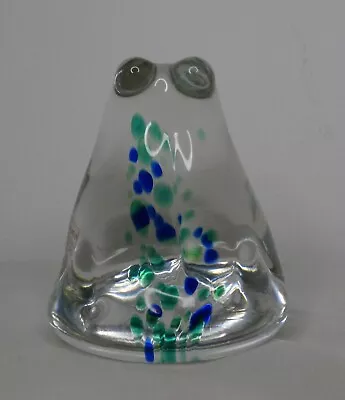 Buy WEDGWOOD Vintage Art Glass Clear, Blue & Green Speckled Frog Paperweight • 19.99£