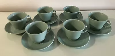 Buy Woods Ware Beryl Green 1940’s Tea Cups & Saucers X6 • 14£