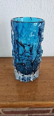 Buy Whitefriars Geoffrey Baxter 6  Kingfisher Blue Bark Art Glass Vase • 65£