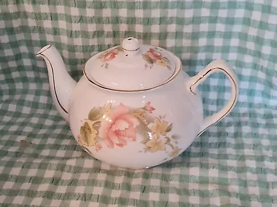 Buy Duchess China England Delicate Peach Rose 6 Cup Bone China Teapot Gold Accents • 29.99£