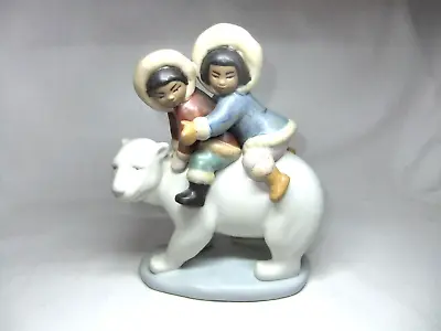 Buy Lladro 2270 Inuit Eskimo Riders Children Riding Polar Bear 1985 Porcelain Figure • 74.99£