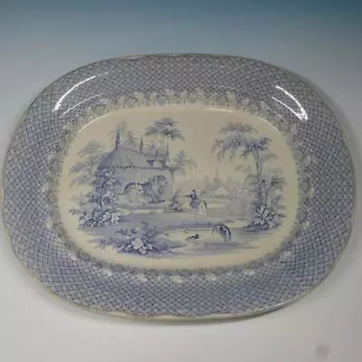 Buy Rare Blue Staffordshire Stoneware Zoological Platter Lions In Cage - 17 Inches • 278.25£