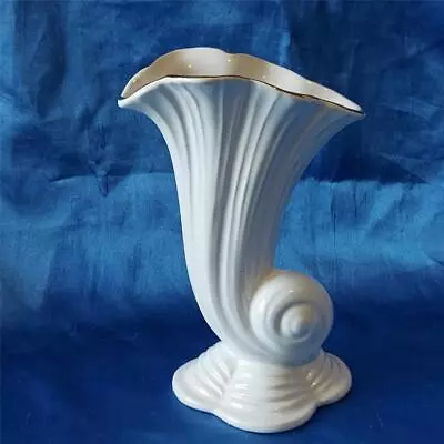 Buy Royal Winton Porcelain China  Shell Horn Vase  White 17 Cm Tall • 6.98£
