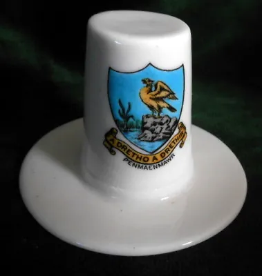 Buy W. H. Goss Eggshell Porcelain Miniature Crest Ware HAT: PENMACHMAWR Wales • 4.73£