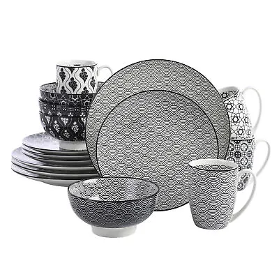 Buy Vancasso HARUKA Dinner Set Porcelain Service Plates Bowls Mugs Japanese Crockery • 54.14£