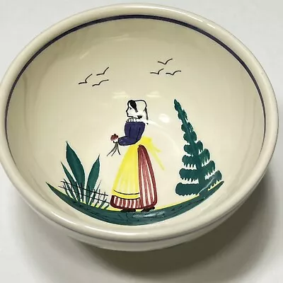 Buy Henriot Quimper 5” Footed Bowl Vintage Breton Woman • 28.93£
