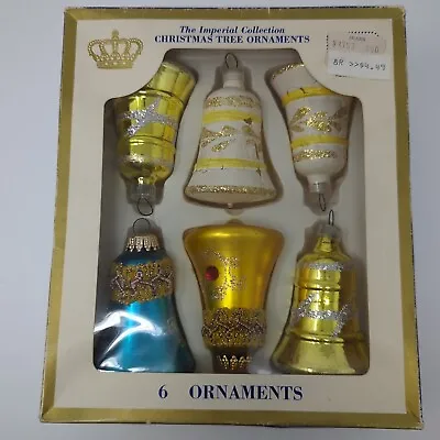 Buy 6 Vintage Christmas Bell Ornaments Embellished Box Imperial West Germany • 16.08£