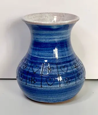 Buy Vintage Vase Studio Art Pottery - Blue Glaze - Bangor Doniau Cudd Wales Folk 5  • 12£