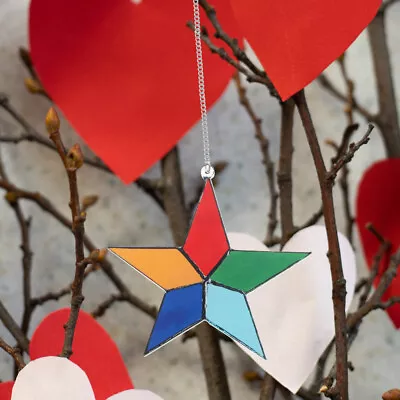 Buy Stained Glass Star Ornament Window Hanging Decoration • 10.29£
