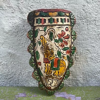 Buy Vintage Ceramic Hand Painted Elephant Design Wall Pocket Vase Made In Japan • 27.47£