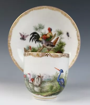 Buy Antique KPM Berlin Cup & Saucer Birds Insects Gold 19th C. German Porcelain #A • 309.10£