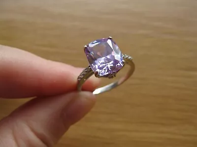 Buy Sterling Silver, 925, CZ Amethyst Glass, Cocktail Ring, Size T • 19.99£