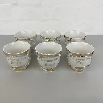 Buy Antique Victorian Ceramic Gold & White Tea Cups Souvenir From Dingle Ireland X6 • 24.99£