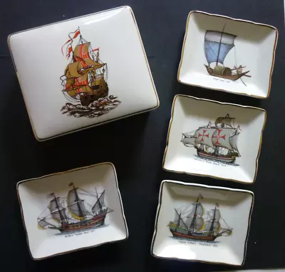 Buy Sandland Old Sailing Ships Trinket Box & Pin Dishes Or Cigarette Box & Ashtrays • 6£