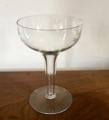 Buy Vintage Art Deco Crystal Hollow Stem Champagne Glass Coupe With Cut Stars • 42.63£