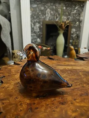 Buy Vintage Wedgwood Style  Brown Speckled Art Glass Duck Paperweight Unsigned • 15£