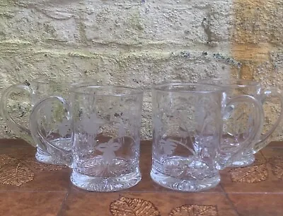 Buy Four Royal Brierley Cut Glass Cascade Fuchsia 1 Pint Beer Tankards Immaculate • 80£
