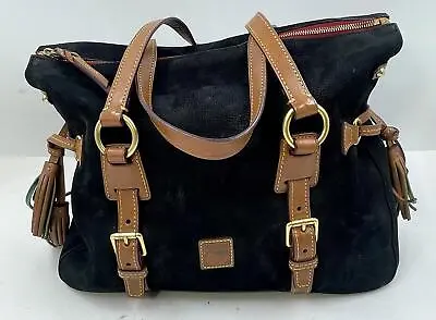 Buy Dooney & Bourke Florentine Women's Handbag Black Suede Brown Leather Satchel Bag • 218.11£
