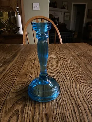 Buy Indiana Glass  Tiara Wedgewood Pattern Candlestick Holder Blue 8.75” Tall • 19.17£