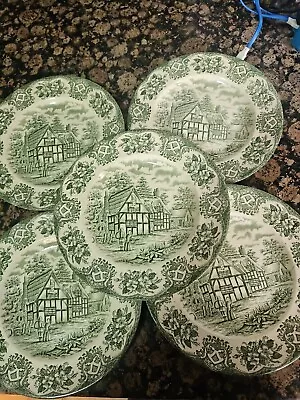 Buy Vintage English Ironstone Tableware In Green 8in Plates Collectable  • 4.99£